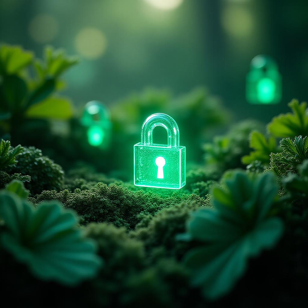 Concetto di sicurezza digitale e sostenibilità